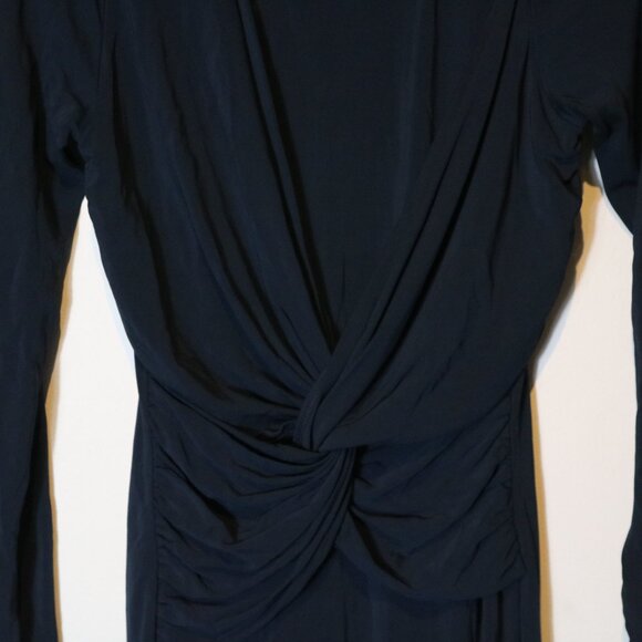 Banana Republic Twist Front Maxi Dress Womens Medium Navy Blue High Neck Fitted - Picture 4 of 6